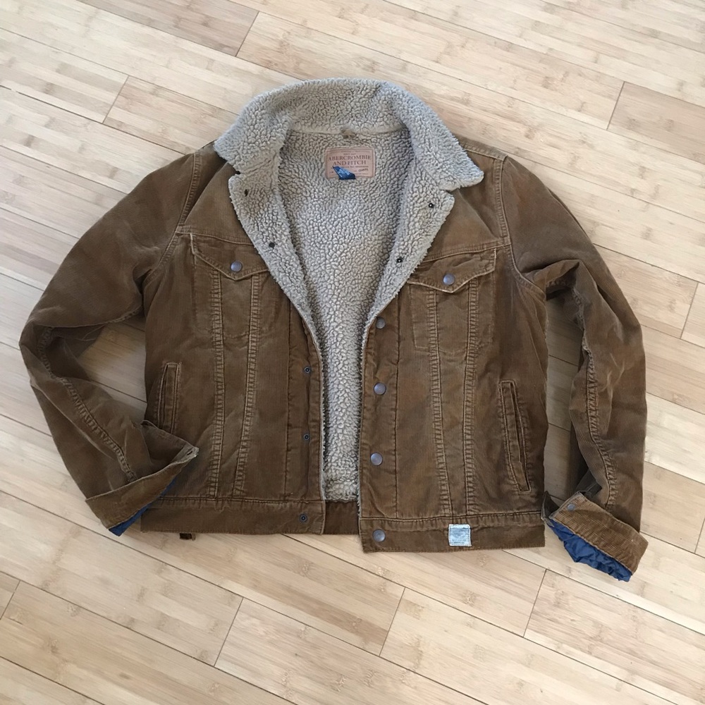 A&F Brown Corduroy Sherpa-Lined Jacket Sz M